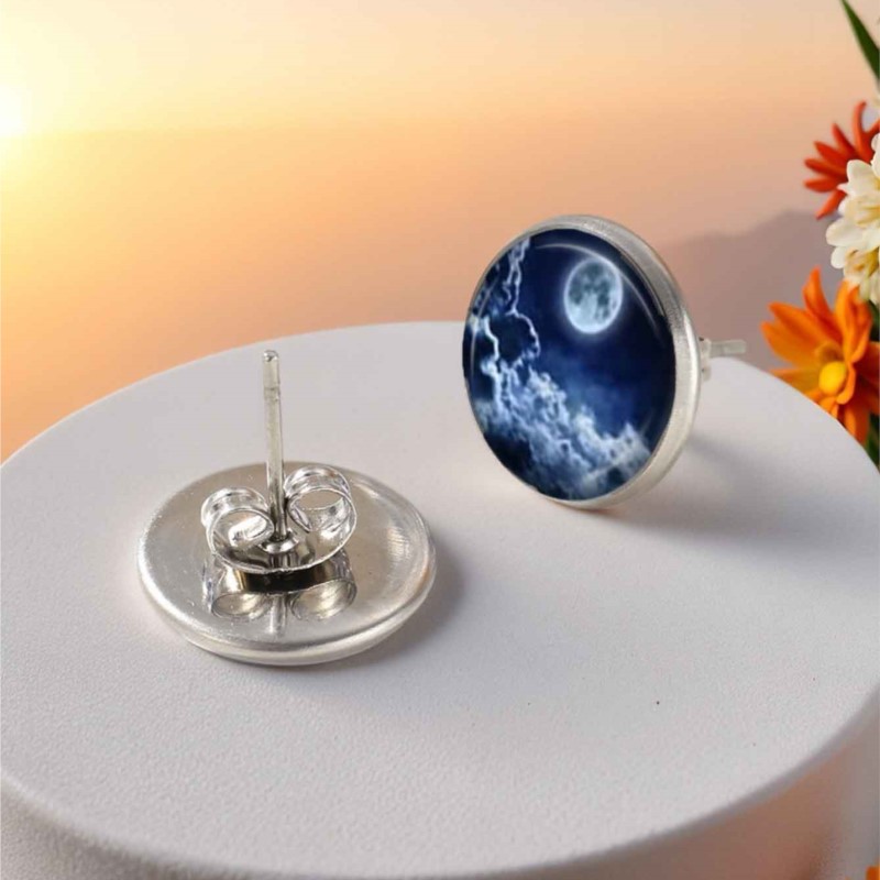Bohemian Moon Phase Asymmetric Earrings, Unisex Gift